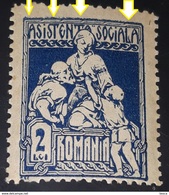 ERROR REVENUE STAMPS ROMANIA 1921,SOCIAL ASSISTANCE ,2Lei,QUEEN MARIE, Frame,,MNH - Abarten Und Kuriositäten