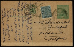 Ref 1280 - 1934 Uprated Postal Stationery Card - Sirsa To Jaipur India - Altri & Non Classificati