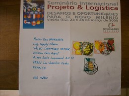BRESIL Lettre Par Avion Annee 2000 Avec Tp Adhesif De 1997 Fruits - Cartas & Documentos