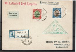 LMON3 - ISLANDE LES 2 TPM SUR CARTE COMMEMORATIVE ZEPPELIN 30/6/1931 - Aéreo