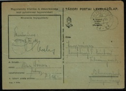 Ref 1281 - 1943 WWII Hungary Military Postal Stationery Card - Tabori Postai Levelezolap - Storia Postale