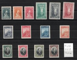 Turquie - Turkey - Yvert 695-708 Neufs SANS Charnière - Scott#637-647 MNH - Unused Stamps