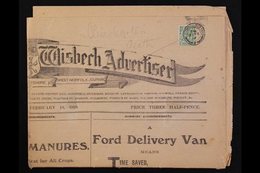 EPHEMERA  1919 Newspaper, "The Isle Of Ely And Wisbech Advertiser" Franked With KGV ½d At Top, Tied By Leighton Buzzard  - Other & Unclassified