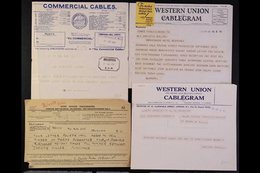 TELEGRAMS  1930s Little Pile Of Forms Containing Messages, Various Companies Incl. Commercial Cables, Western Union & Ra - Sonstige & Ohne Zuordnung