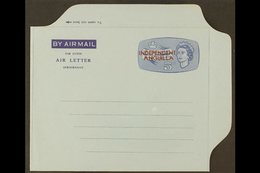 AEROGRAMME  1967 5c Blue On Light Blue, Postal Stationery Air Letter, Overprinted "INDEPENDENT / ANGUILLA" In Red With " - Anguilla (1968-...)