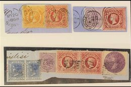 NEW SOUTH WALES  1868 - 1875 A Group Of 3 Pieces Bearing Rather Delightful Stamp Combinations, Each With 1860-72 8d & 1s - Other & Unclassified