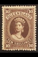 QUEENSLAND  1882-95 10s Brown On Thick Paper, SG 160, Very Fine Mint. For More Images, Please Visit Http://www.sandafayr - Sonstige & Ohne Zuordnung