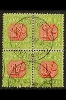 POSTAGE DUE  1931-36 1s Carmine And Yellow-green, Perf 11, SG D111, Very Fine Used BLOCK OF FOUR. For More Images, Pleas - Other & Unclassified