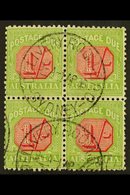 POSTAGE DUE  1931-36 1s Carmine And Yellow-green, Perf 11, SG D111, Very Fine Used BLOCK OF FOUR. For More Images, Pleas - Otros & Sin Clasificación