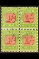 POSTAGE DUES  1931 - 36 1s Carmine And Yellow Green, SG D111, Very Fine Used Block Of 4, Central Cds Cancel. For More Im - Other & Unclassified