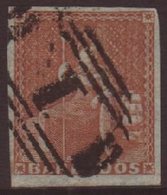 1852  4d Brownish Red On Blued Paper SG 5, Fine Used With Good Colour, Four Ample Margins And Neat "1" Cancel.  For More - Barbados (...-1966)