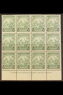 1938  ½d Green Badge Of The Colony, Lower Marginal Imprint Block Of Twelve, Position 10/6 Showing Recut Line, SG 248a, F - Barbados (...-1966)