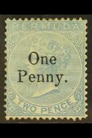 1875  1d On 2d, SG 15, Fresh Mint With Large Part Original Gum. For More Images, Please Visit Http://www.sandafayre.com/ - Bermudas