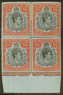 1938-53  2s6d Black & Pale Red On Grey-blue Chalky Paper Perf 14 KGVI Key Type, SG 117, Mint Lower Marginal BLOCK Of 4,  - Bermudes