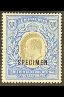 1903-04  £10 Grey & Blue, SPECIMEN Overprinted, SG 67s, Fine Mint With Lightly Toned Gum. For More Images, Please Visit  - Nyassaland (1907-1953)