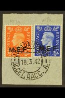 M.E.F.  1942 2d & 2½d 'round Stop' Values, SG M7a+M8a, Tied Together On Neat Piece By Very Fine "Asmara - Centro / Accet - Italiaans Oost-Afrika