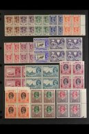1946  Pictorial Definitives Set Complete, SG 51/63, MINT BLOCKS OF FOUR (mostly Hinged On Just One Stamp, The 3p, 6p, 2a - Burma (...-1947)