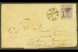 1858  (4 Jun) Env From Scotland To New Brunswick Bearing GB 6d 'no Corner Letters' Stamp Tied Glasgow Pmk & London Trans - Other & Unclassified