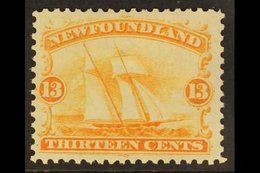 1865  13c Orange Yellow, Schooner, SG 29, Very Fine Mint. Well Centered With Full Colour. For More Images, Please Visit  - Other & Unclassified