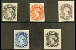 1860-63  1c Black, 1c Vermilion, 2c Lilac, 5c Blue & 5c Black IMPERF PROOFS On India Paper, All Matching SG Type 3 Desig - Other & Unclassified