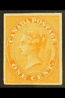 1859  1c Queen Imperf Colour Trial In Orange, Unitrade 14 TCii, Fine. For More Images, Please Visit Http://www.sandafayr - Otros & Sin Clasificación