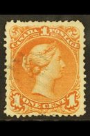 1868  1c Red-brown Large Queen On Watermarked Paper, SG 55b, Clear "M", Neat Barred Cancel, Few Shorter Perfs.  For More - Otros & Sin Clasificación