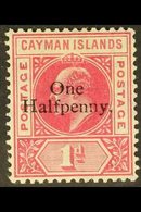 1907  ½d On 1d Carmine Surcharge With SLOTTED FRAME Variety (position L 1/4), SG 17var, Very Fine Mint, Very Fresh, Expe - Kaimaninseln