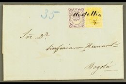 1871 (4 DEC) ENTIRE LETTER  From Medellin To Bogota Bearing 1868 10c Violet Type II, Scott 54c, And 1870 5c Yellow, Scot - Colombie