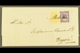 1872 (3 SEP) ENTIRE LETTER  From Medellin To Bogota Bearing 1868 10c Violet Type II, Scott 54c, And 1870 5c Yellow, Scot - Kolumbien