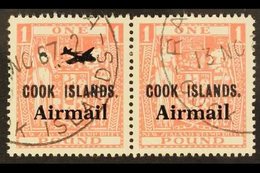 1966  £1 Pink Air Stamp PAIR - ONE WITH MISSING AEROPLANE, SG 193a, Very Fine Used. For More Images, Please Visit Http:/ - Cook Islands