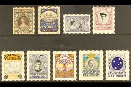 CHRISTMAS SEALS  1908-16 Issues Complete Never Hinged Mint, A Pretty Assembly. (9 Stamps) For More Images, Please Visit  - Danish West Indies