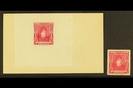 1947  1c Carmine Isidro Menendez (SG 950, Scott 596) - A DIE PROOF Affixed To Sunken Card, With American Bank Note Compa - Salvador
