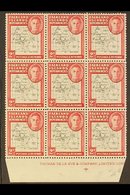 1946-49  2d Black & Carmine Thick Map EXTRA DOT BY OVAL Variety, SG G3d, Within Superb Never Hinged Mint Marginal BLOCK  - Falkland