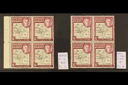 1946-49 THICK MAP VARIETIES WITHIN BLOCKS OF FOUR.  SUPERB NEVER HINGED MINT Group Of All Different PLATE FLAWS (Centre  - Falkland Islands