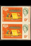 1968  9d Bamboo Raft Boat IMPERFORATE PAIR, SG 377 Unlisted Variety, Lightly Hinged Mint With BPA Certificate. For More  - Fidschi-Inseln (...-1970)