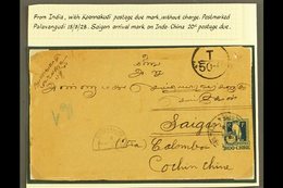 INDOCHINA  1928 Incoming Cover To Saigon From Palavangudi Via Koonnakudi Where It Picked Up The Koonnakudi Horseshoe Pos - Other & Unclassified