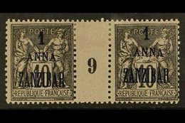 ZANZIBAR  1896-1900 1a On 10c Black/lilac (1899) MILLESIME (Number 9) PAIR, Yvert 20, Very Fine Mint For More Images, Pl - Sonstige & Ohne Zuordnung