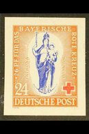 BIZONE (AMERICAN & BRITISH ZONE)  1949 24pf+26pf Blue, Grey & Red IMPERF ESSAY For The Red Cross Issue By P. Suess, Prin - Sonstige & Ohne Zuordnung