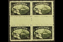 CAROLINE ISLANDS  1919 Black & White Mourning Label GUTTER BLOCK Of 4, Never Hinged Mint. Lovely Item For More Images, P - Other & Unclassified