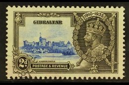 1935  2d Ultramarine And Grey Black, Silver Jubilee, Variety "Extra Flagstaff", SG 114a, Good Used But With Some Discolo - Gibraltar