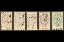 REVENUE STAMPS  STAMP DUTY  Fine Used Group Comprising 1884 1p25, 1p85, 2p50 And 5p, Plus 1898 2s. (5 Stamps) For More I - Gibraltar