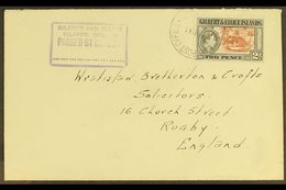 1941  (Aug) Neat Envelope To England, Bearing KGVI 2d Tied Ocean Island Cds, Violet Boxed "GILBERT AND ELLICE/ISLANDS CO - Gilbert & Ellice Islands (...-1979)