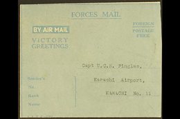 BRITISH MILITARY FORCES VICTORY AEROGRAMME  1946 Illustrated 'Victory Greetings' Air Letter, Kessler 196, Fine Used, Add - Other & Unclassified