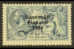 1922  10s Dull Grey Blue Seahorse, Ovptd Irish Free State, SG 66, Very Fine Mint. For More Images, Please Visit Http://w - Sonstige & Ohne Zuordnung