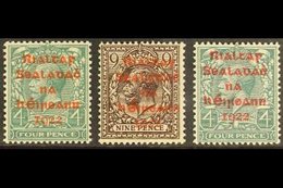 1922  Dollard Red Overprint 4d And 9d, Carmine Overprint 4d, SG 6b/c And 8b, Fine Never Hinged Mint. (3 Stamps) For More - Andere & Zonder Classificatie