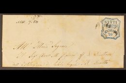 PARMA  1859 Wrapper To Genova Franked 20c Blue Provisional, Sass15, Tied By Parma 11 Nov 59 Cds. Some Peripheral Toning  - Unclassified