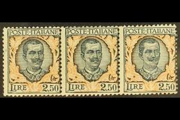 1926  2.50L Dark Green & Orange, Horizontal STRIP OF THREE, Sassone 203, Mi 243, Never Hinged Mint. For More Images, Ple - Unclassified