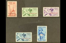 EGEO (DODECANESE ISLANDS)  1934 Football Overprints Complete Postage Set (SG 128/32, Sassone 75/79), Mint, 50c & 5L With - Other & Unclassified