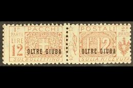 JUBALAND  PARCEL POST 1925 12L Red-brown "OLTRE GIUBA" Overprint (Sassone 11, SG P26), Fine Mint Horizontal Pair, Centre - Otros & Sin Clasificación