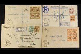 1916-19 "WAR TAX" REGISTERED COVERS  A Wonderful Collection Of Covers Bearing Various ½d, 1½d, Or 3d Stamps Overprinted  - Jamaica (...-1961)